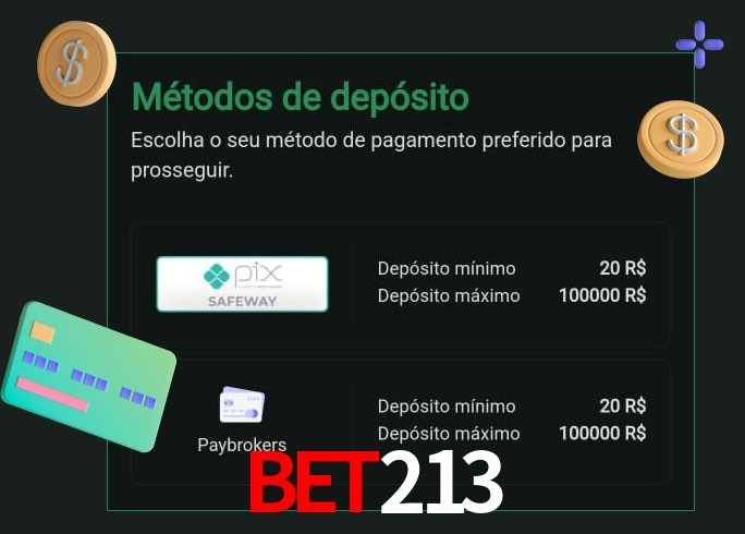 O cassino bet213 oferece uma grande variedade de métodos de pagamento